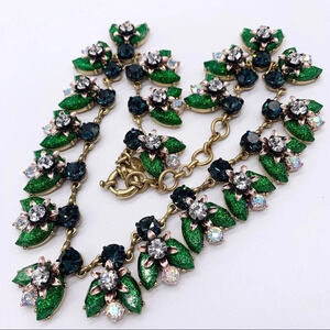 J. Crew Green Glitter Jeweled Necklace
